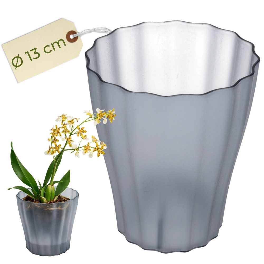 GarPet Blumentopf Orchideentopf Transparent Orchideen Übertopf Kunststoff Stufenboden