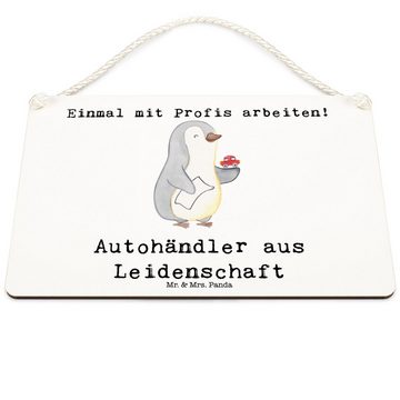 Mr. & Mrs. Panda Hinweisschild DIN A6 Autohändler Leidenschaft - Weiß - Geschenk, Eröffnung Autohaus, (1 St), Künstlerisch bedruckt