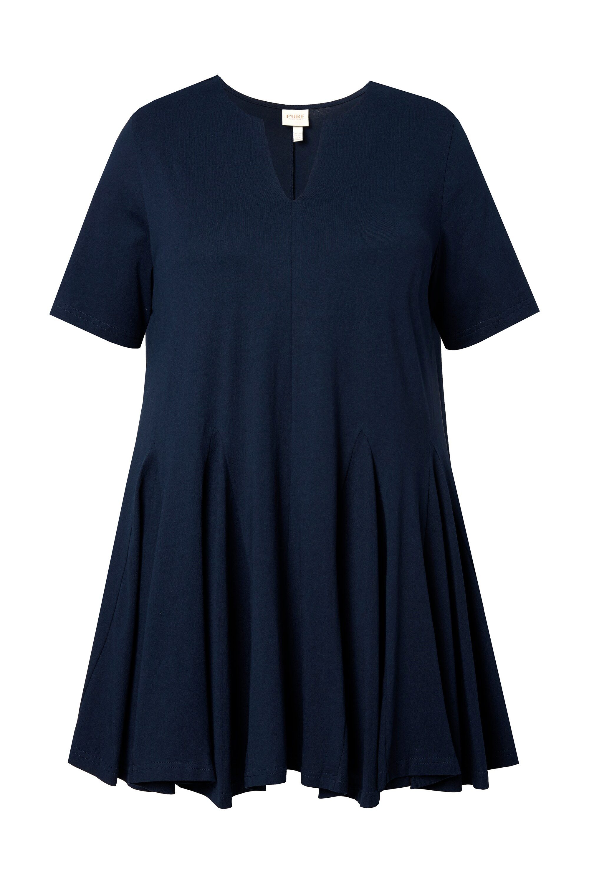 Ulla Popken T-Shirt T-Shirt A-Linie Tunika-Ausschnitt Halbarm günstig online kaufen