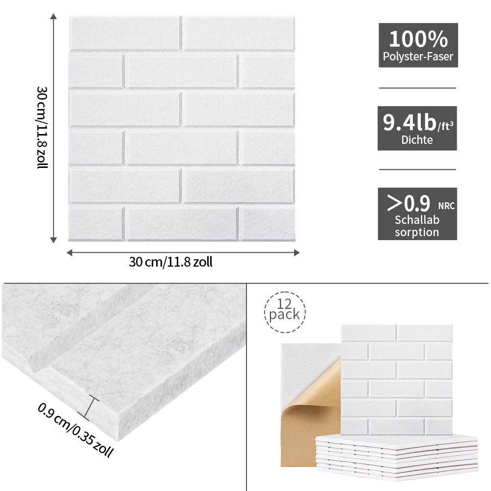 PFCTART Schallschutzpaneel Akustik-Absorptionsplatte Polyester-Filz Original, 0,09 qm, (Set, 12-tlg., 30*30*0.9cm) Mehrfarbig erhältlich – Bild 3 von 5