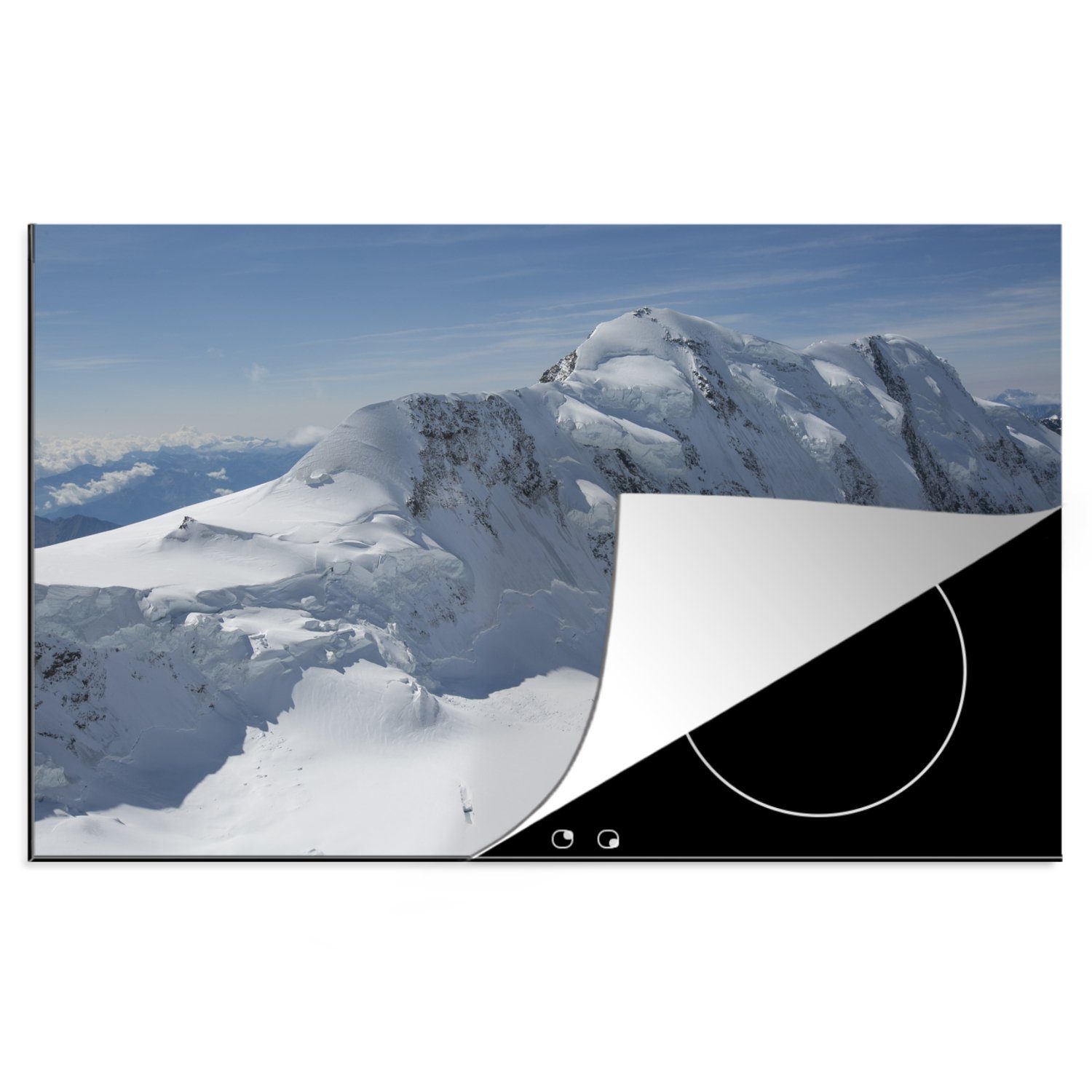MuchoWow Herdblende-/Abdeckplatte Panoramablick auf die Berggipfel des Schweizer Aletschgletschers, Vinyl, (1 tlg), 81x52 cm, Induktionskochfeld Schutz für die küche, Ceranfeldabdeckung