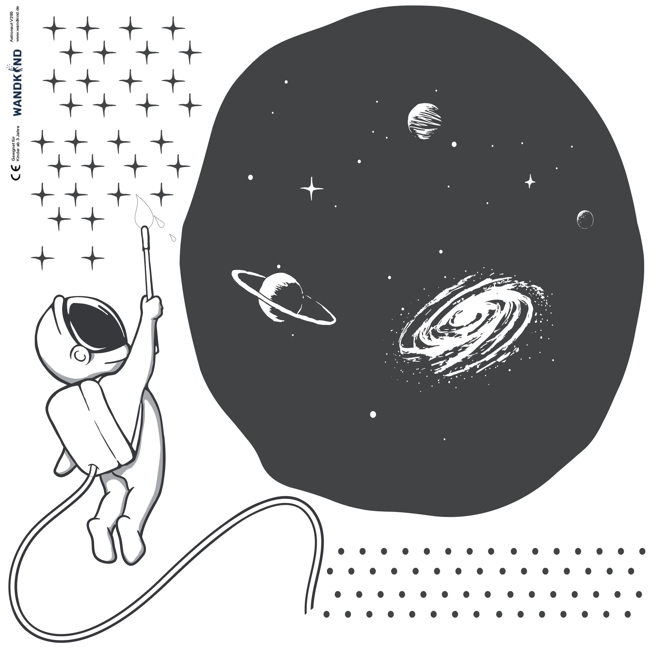 WANDKIND Wandtattoo Astronaut Künstler V309 Milchstraße, Rückstandslos Abziehbar