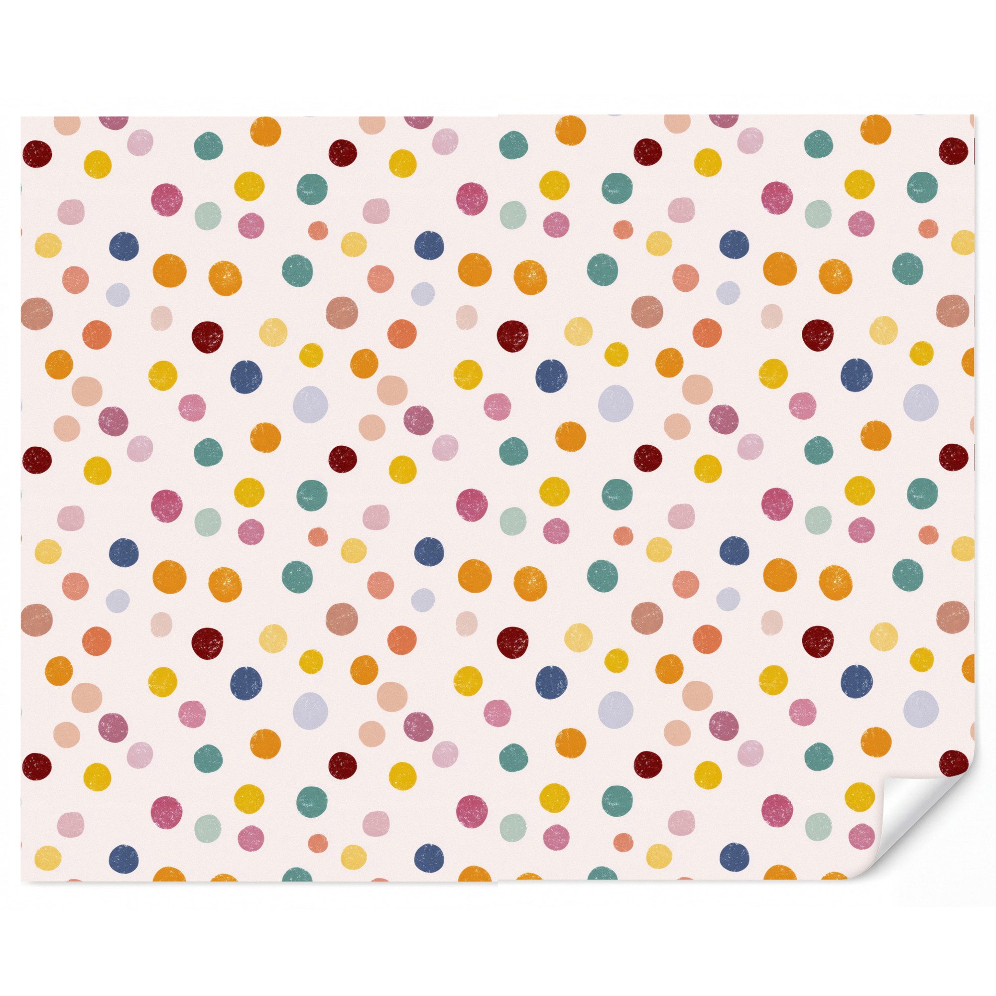 OnlyWow Fototapete Kinderzimmer - Punkte - Dezent - Farbenfroh, Matt, bedruckt, Wanddekoration, Wandtapete, Schlafzimmer 260x220cm