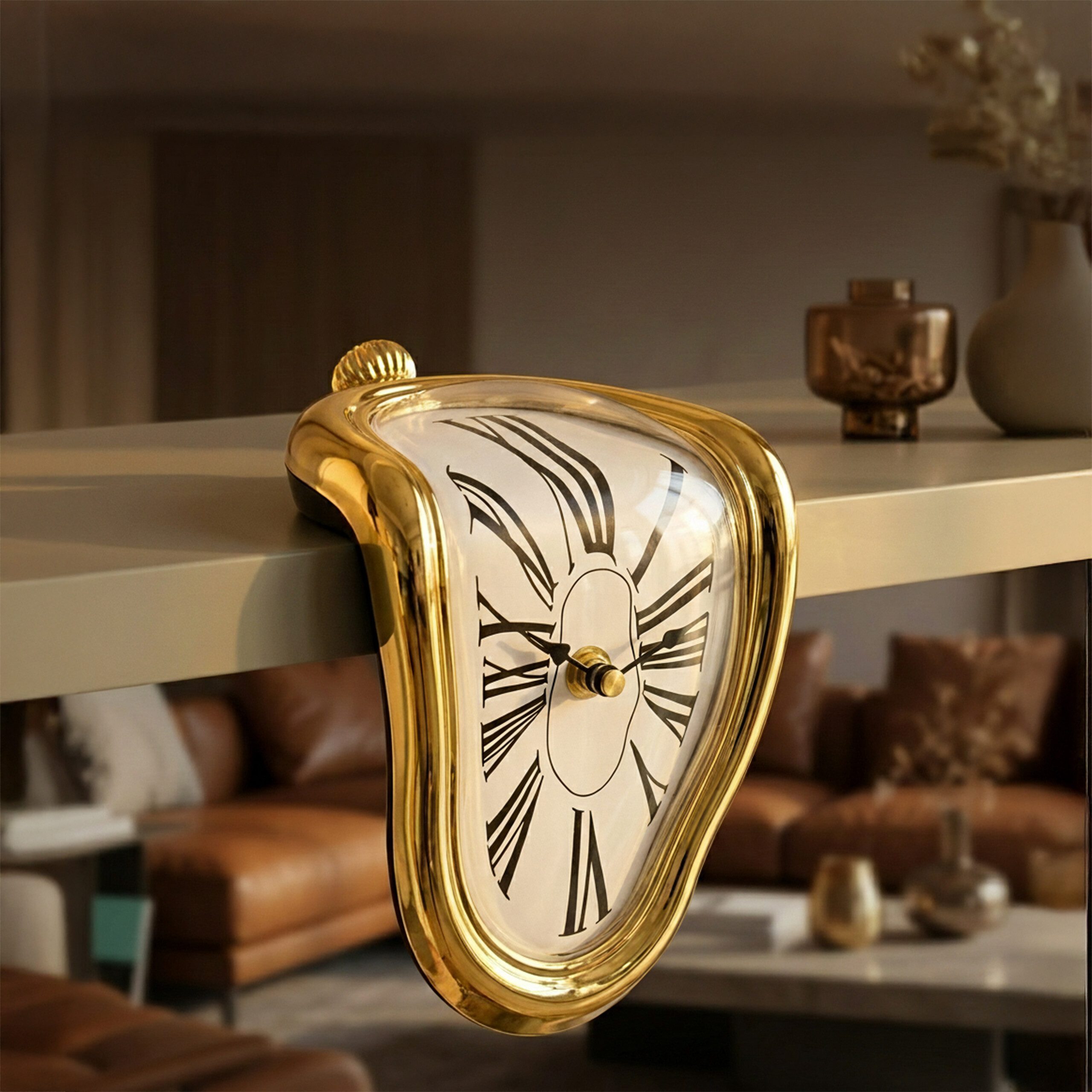 relaxdays Tischuhr Salvador Dalí gold