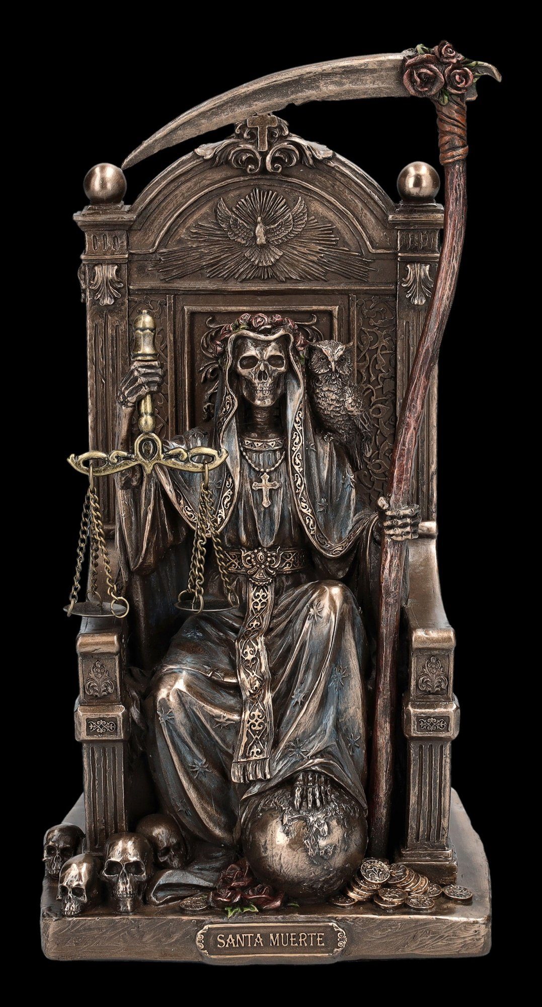 Figuren Shop GmbH Dekofigur Reaper Figur - Santa Muerte auf Thron mit Sense - Veronese - Fantasy Gothic Dekofigur