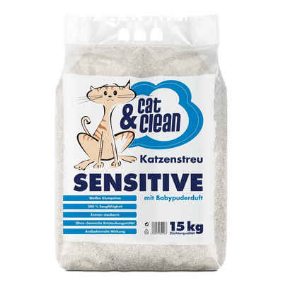 Cat & Clean - Das Katzenstreu der Extraklasse Katzenstreu Cat&Clean® Sensitive mit Babypuderduft (15 kg) (Sack)