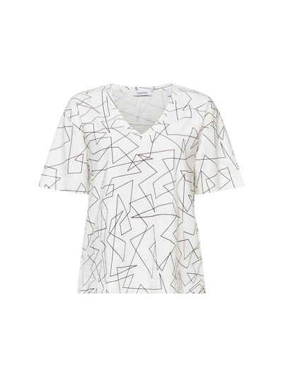 Esprit T-Shirt Baumwoll-T-Shirt mit V-Ausschnitt und Print (1-tlg)