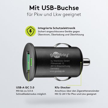 Goobay USB Port Auto Ladegerät 18 W KFZ-Adapter Zigarettenanzünder zu USB Typ A, 18 Watt Quick Charge 3.0 / Schnellladegerät / Schwarz