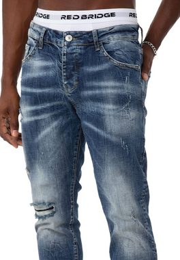 RedBridge Slim-fit-Jeans Hose Straight Leg Denim Pants Blau W33 L34 Distressed-Look