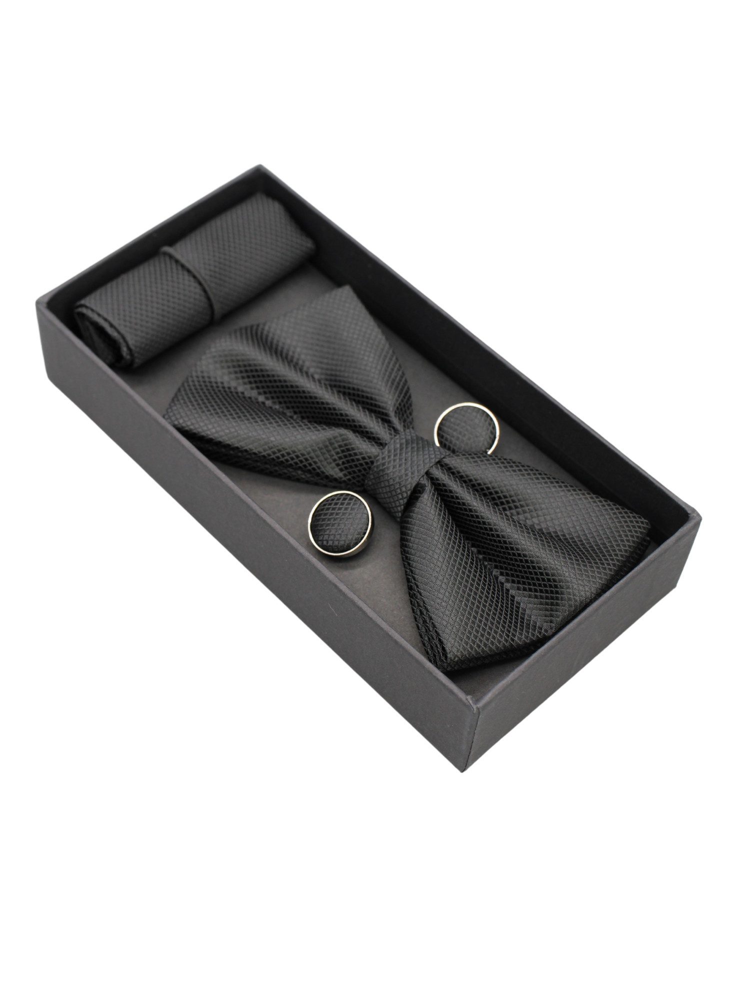 ANTALUX Fliege Elegantes 4-teiliges Herren-Set: Fliege, Tuch & Manschettenknöpfe