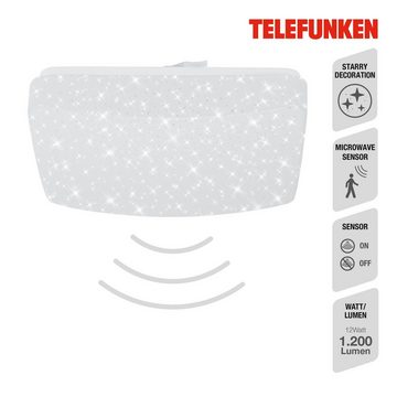 Telefunken LED Deckenleuchte 601906TF, LED fest verbaut, Neutralweiß, Deckenleuchte Sensor Sternenhimmel 12W 1200lm 4000K Ø 27x27x7,6cm