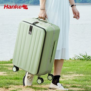 Hanke Hartschalen-Trolley Handgepäckkoffer mit Seitenklappe, TSA Premium Polycarbonat, schwarz
