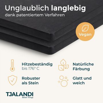 TJALANDI Schneidebrett Frühstücksbrettchen Set Black Stone, aus Nachhaltiger FSC Papierfaser, (Spülmaschinenfest & Rutschfest, inkl. 3M Gummifüße), als Untersetzer bis 180°C – Qualität Made in Germany