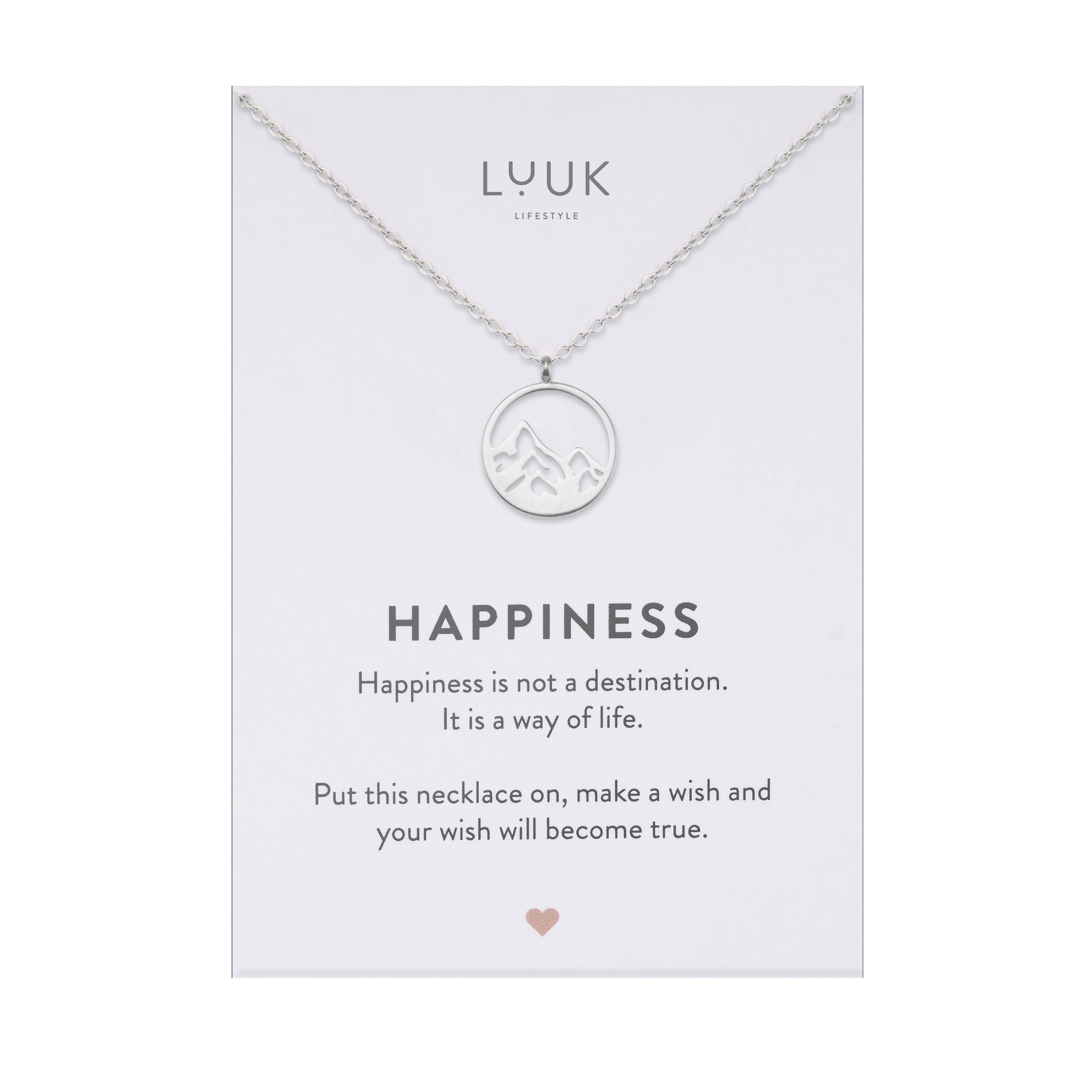LUUK LIFESTYLE Kette mit Anhänger Berggipfel Plättchen, mit Happiness Spruc günstig online kaufen