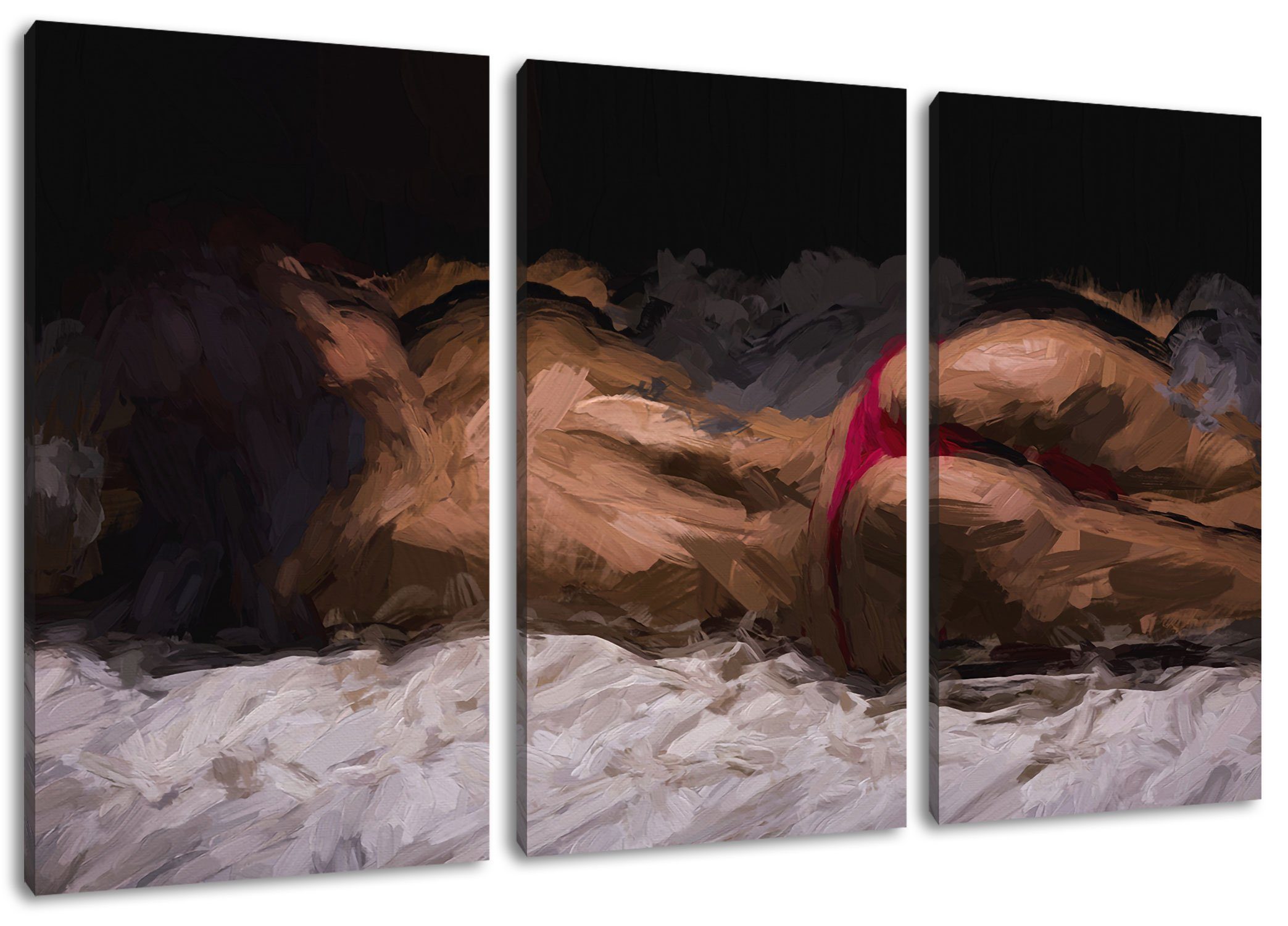 Pixxprint Leinwandbild Perfekter Frauen Frauen Po inkl. Kunst, 3Teiler Kunst Perfekter fertig Po Zackenaufhänger bespannt, (120x80cm) St), Leinwandbild (1