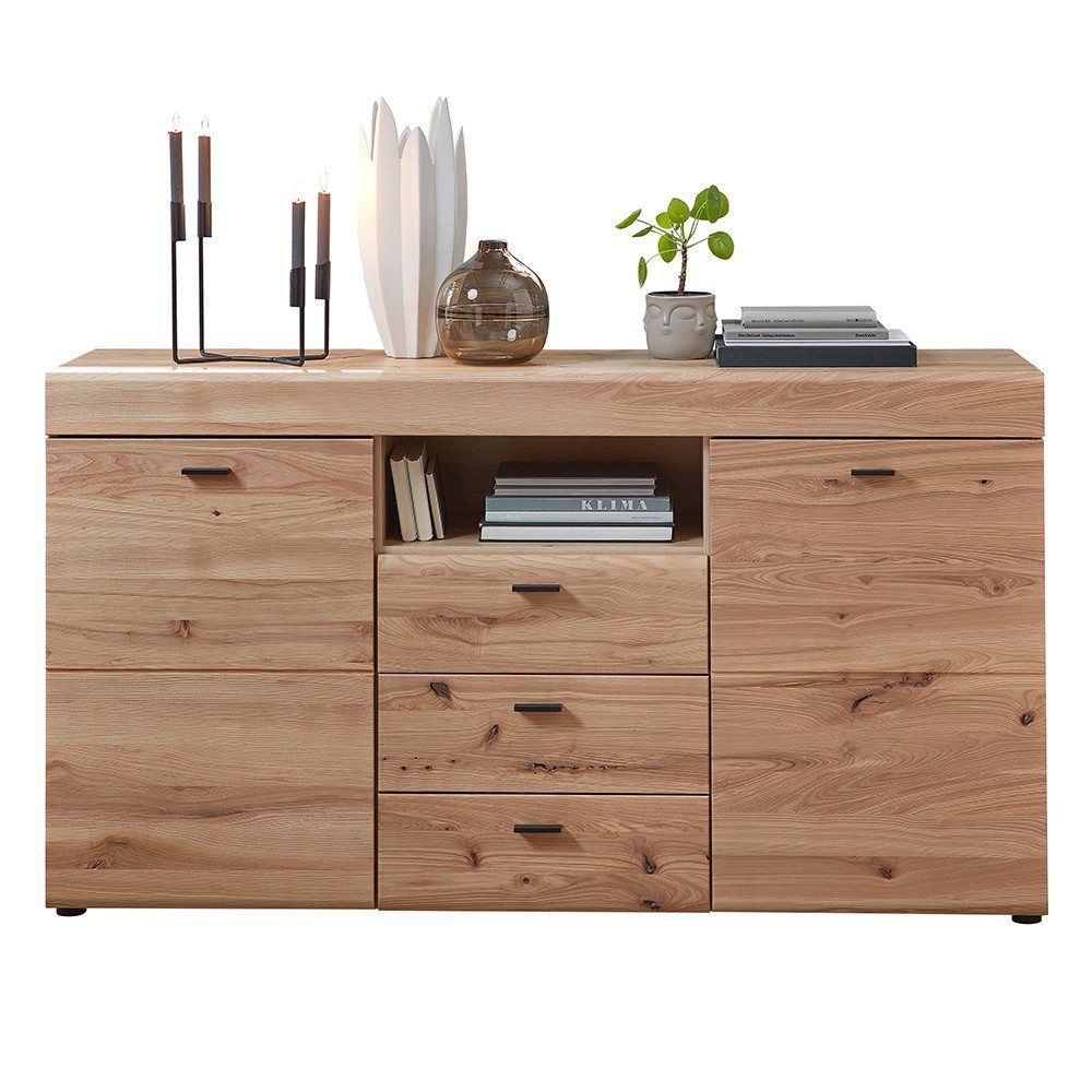 Lomadox Sideboard MORENA-55, Esche teilmassiv, montiert, 160cm Breit Softclose-Funktion