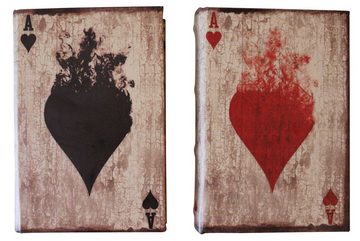 Aubaho Spielesammlung, 2x Poker Karten Pokerkarten Kartenspiel Box Hülle Buchattrappe Antik-S