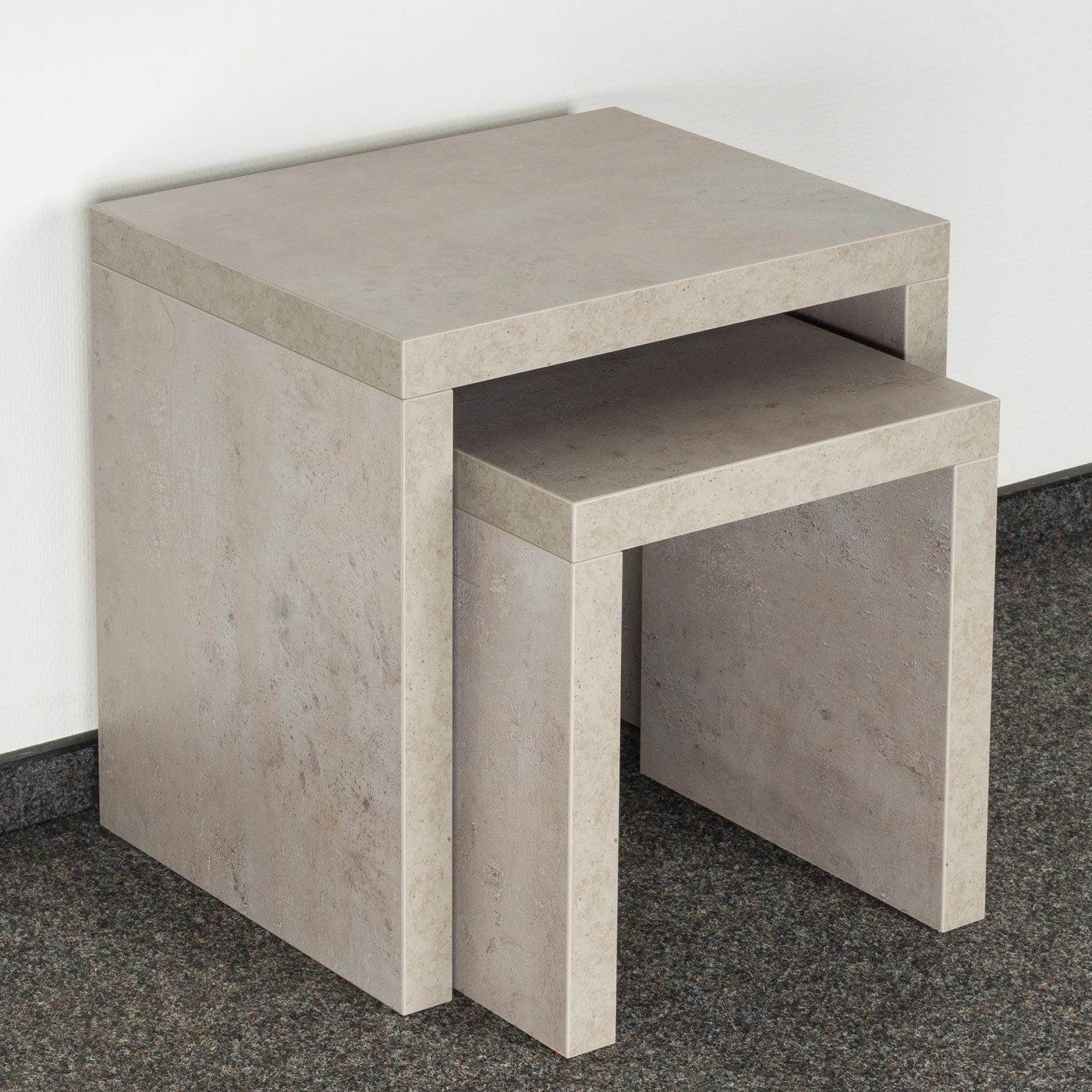 Levandeo® Couchtisch, 2 Satztisch 44x44x36cm Betonoptik günstig online kaufen