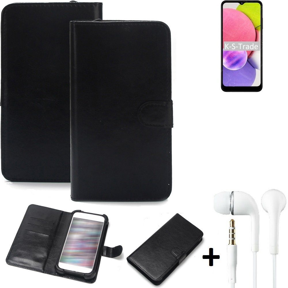 K-S-Trade Handyhülle für Samsung Galaxy A03, Wallet Case Handyhülle Schutzhülle Flip cover Flipstyle Tasche