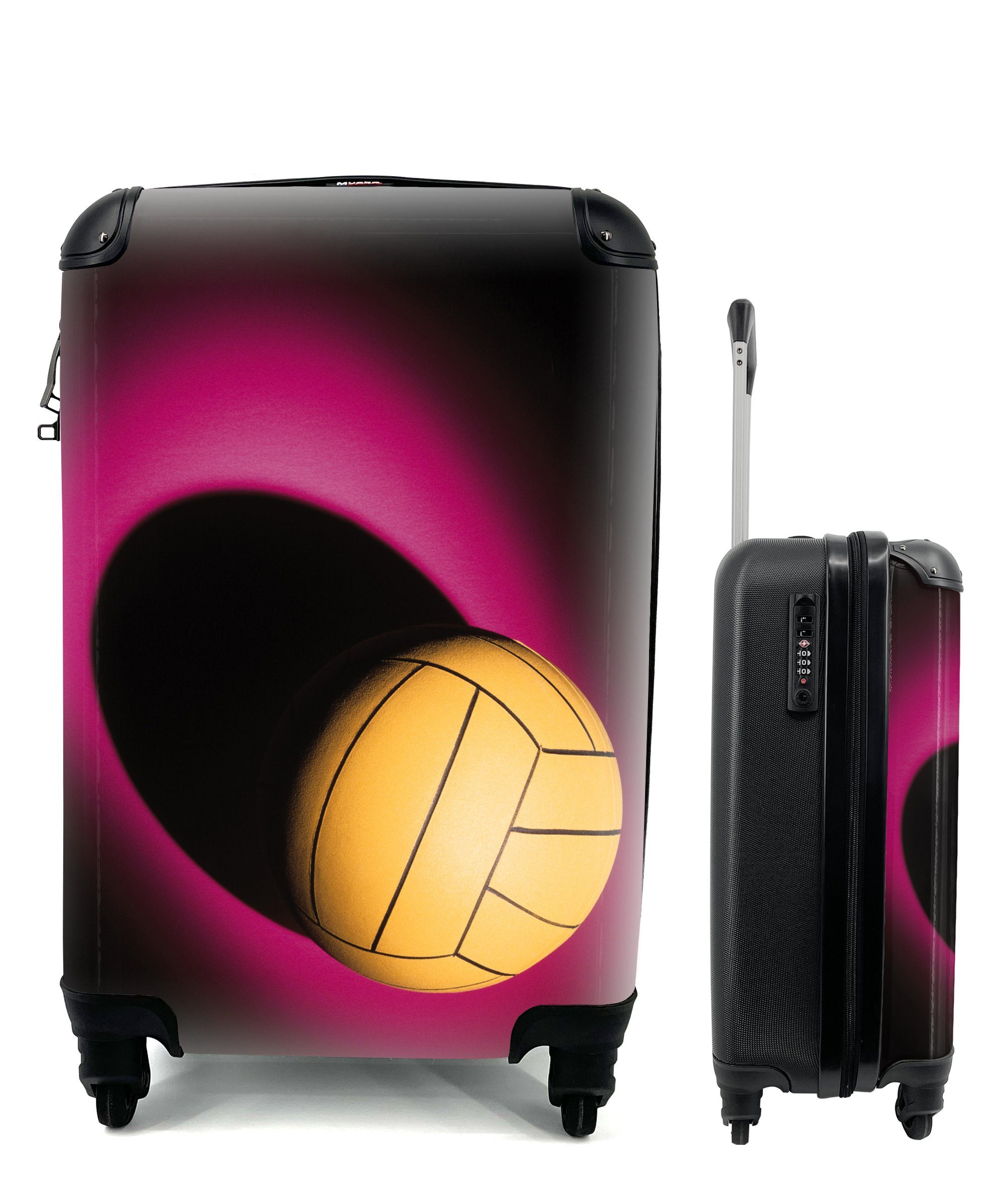 für Reisekoffer Reisetasche mit Wasserball, Trolley, Handgepäck Handgepäckkoffer 4 Ferien, rollen, MuchoWow Rollen,