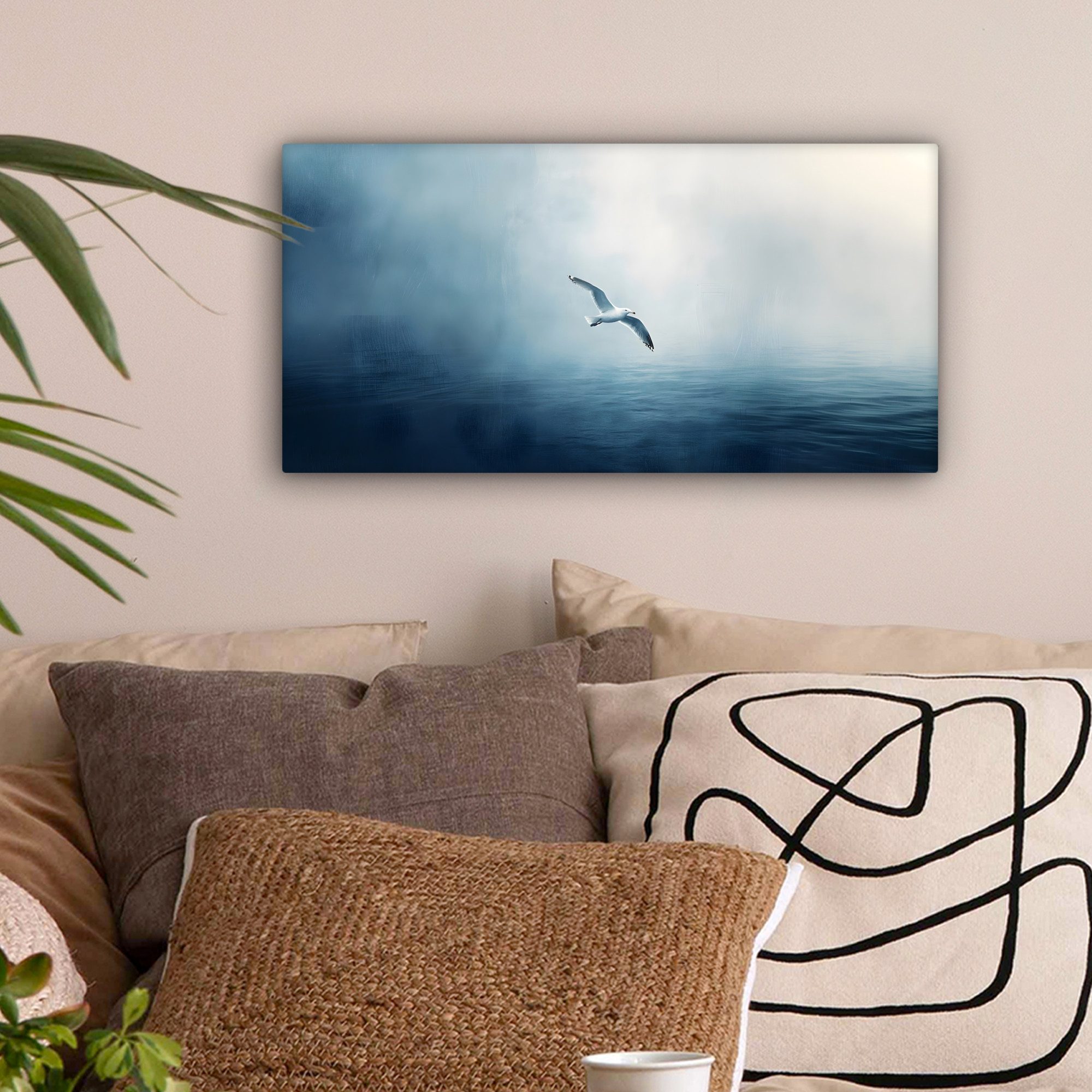 OneMillionCanvasses® Leinwandbild Panorama Möwe - Weiß günstig online kaufen