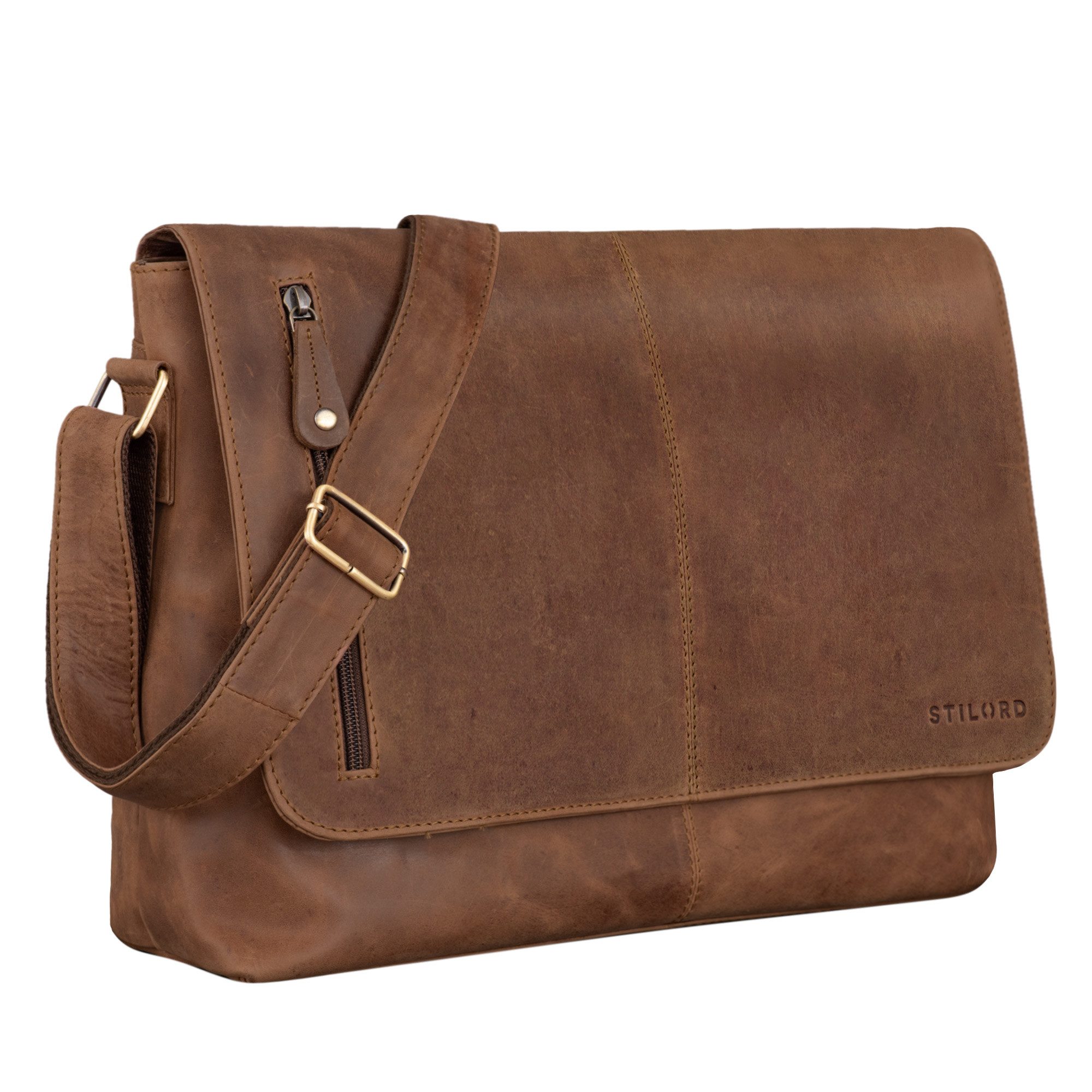 STILORD Schultertasche "Hamilton" 15 Zoll Messenger Bag Leder