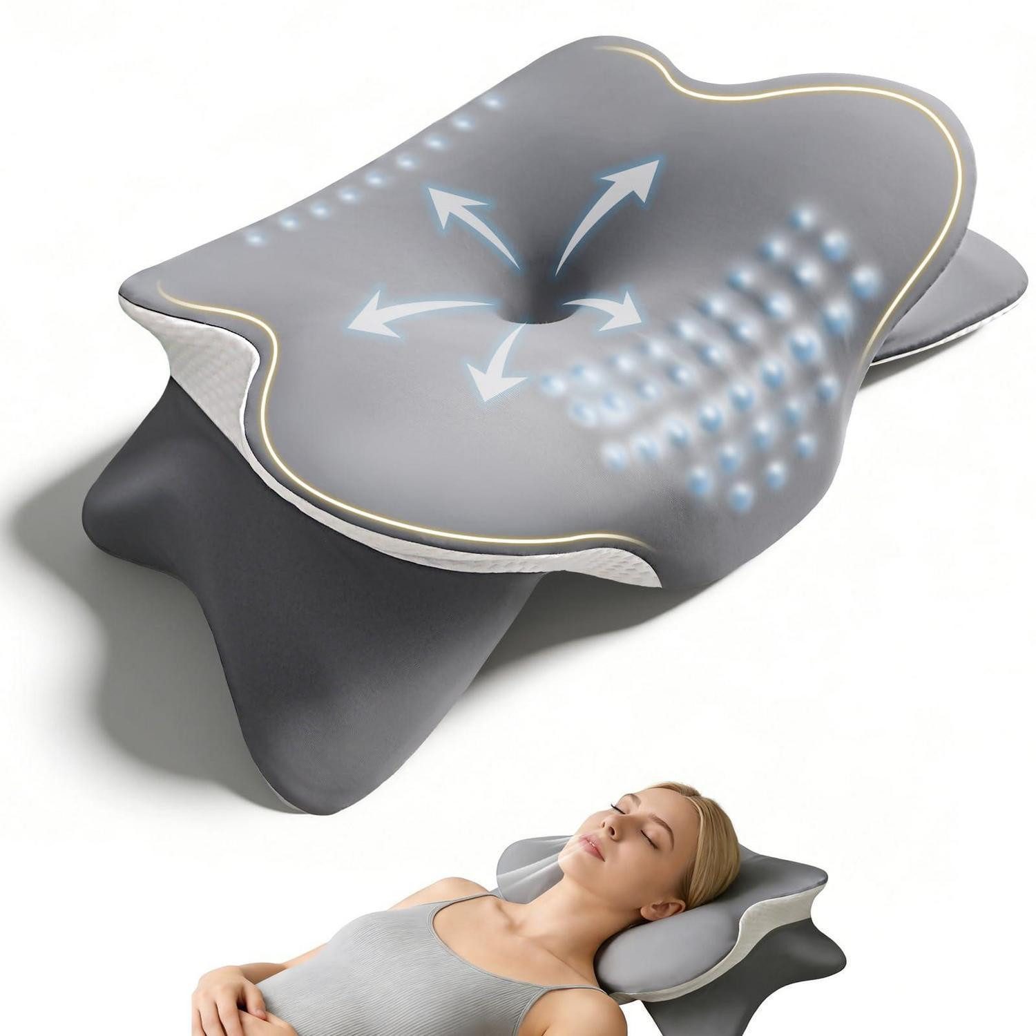 LuxusKollektion Nackenkissen Nackenkissen 3D Schmetterling Grau 2 Höhen