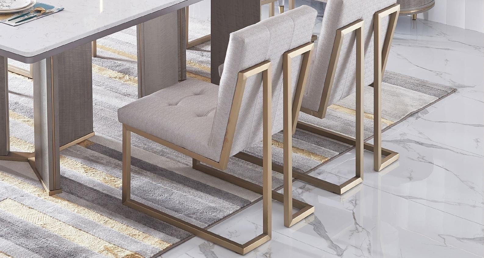 6x Lounge Zimmer Stuhl Metall Set Stuhl, Designer Textil Stühle Sessel Ess JVmoebel