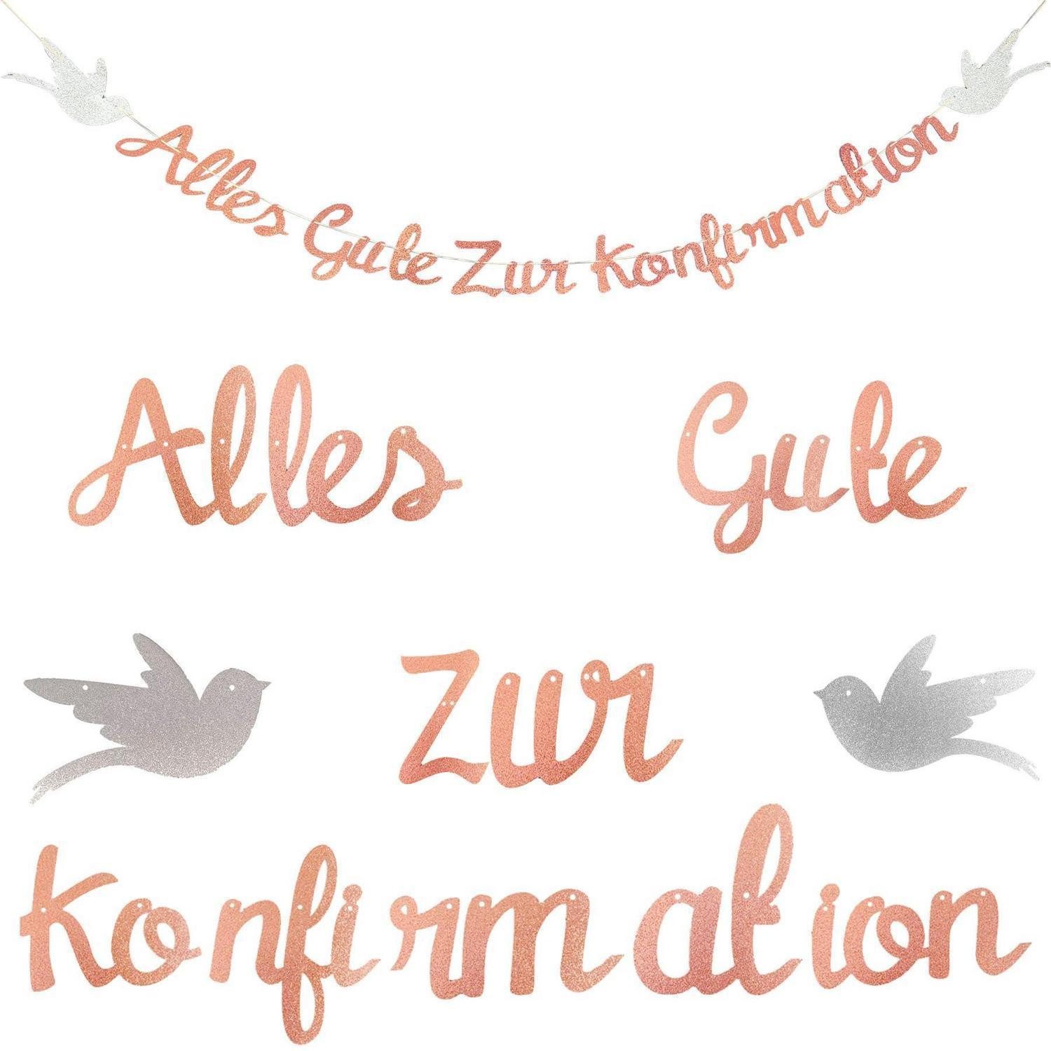 LuxusKollektion Girlande Konfirmation Girlande Rosa Glitzer Deko 2,15m