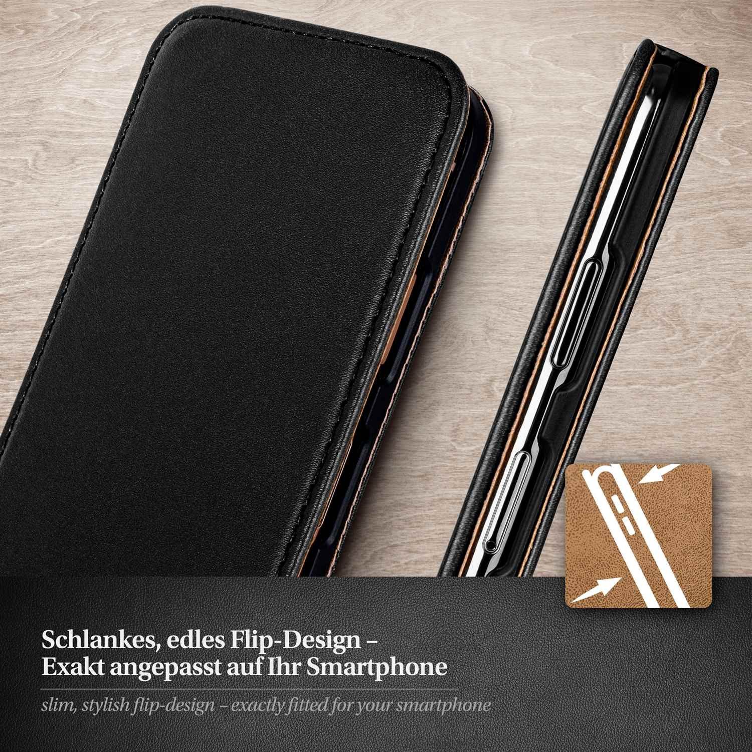 moex Handyhülle für LG G5 Hülle Klappbar Flip Case Schwarz 5,3 Zoll, 360 Grad Schutz Handytasche Leder Optik PU Lederhülle Cover Klapphülle