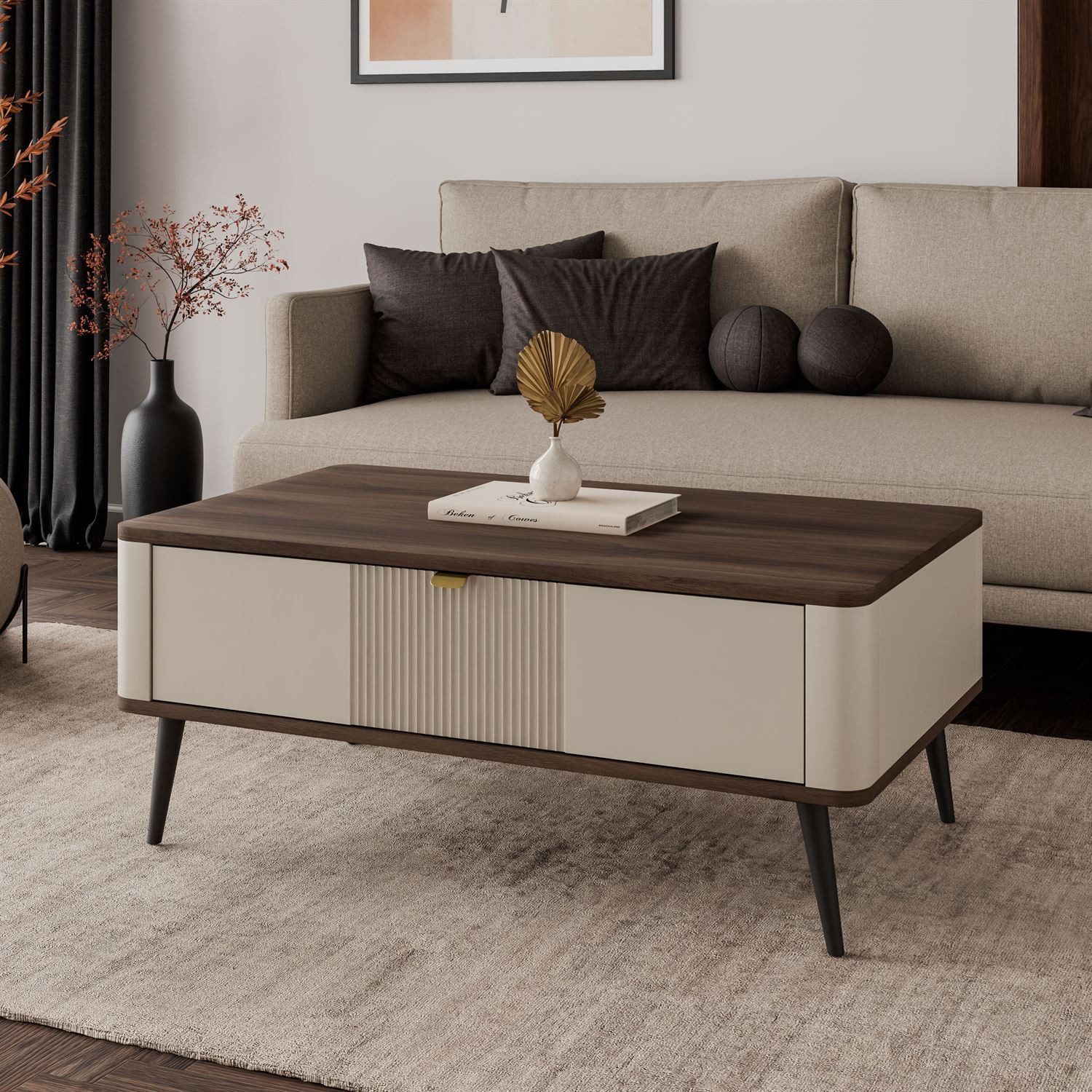 Lookway Couchtisch AUTUMN mit verschließbarem Fach unter der Tischplatte