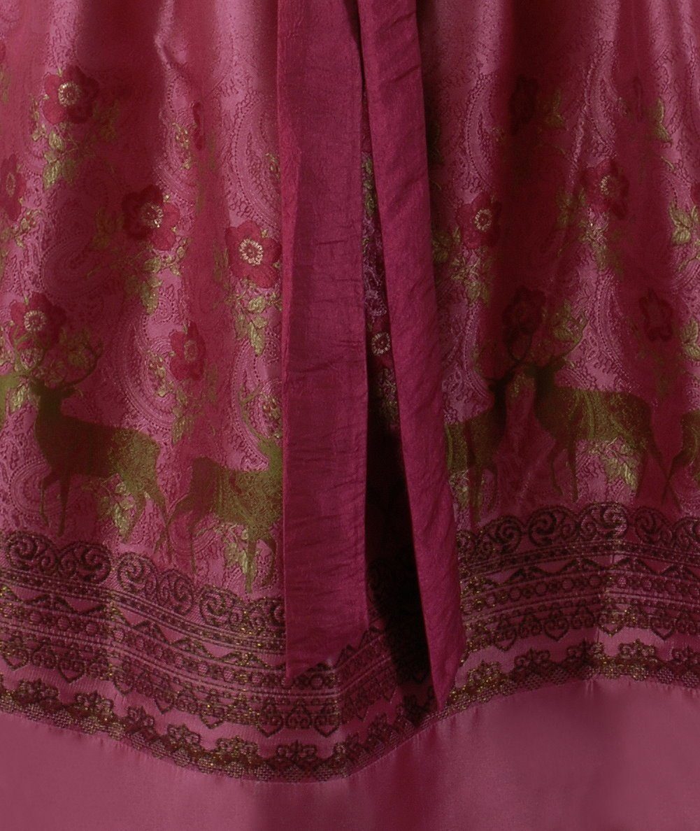 Moschen-Bayern Dirndl Midi Dirndl kurz Damen Trachtenkleid Oktoberfest Wiesn-Dirndl 70 cm Glitzerschürze elegant festlich Hochzeit Pink-Bordeauxe kurz, Trachtenkleid, Midi, Hirsche, festlich, Glitzereffekt, Dirndl