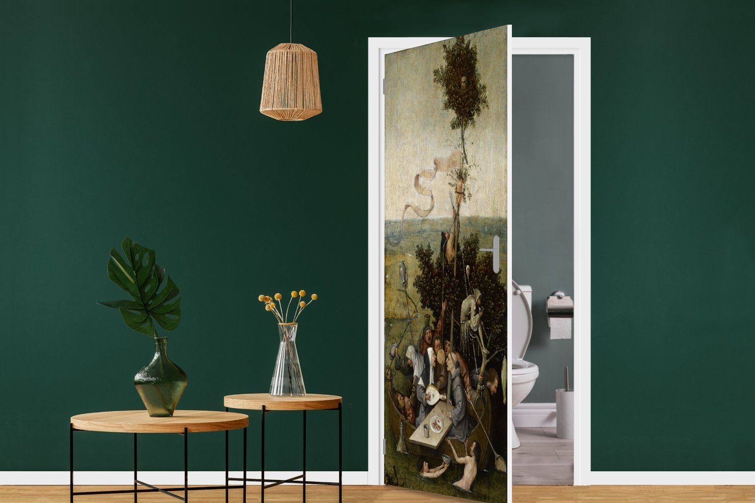 Schiff Gemälde der Tür, 75x205 Türtapete St), - Türaufkleber, cm Narren bedruckt, (1 Bosch, Fototapete Hieronymus Matt, von für MuchoWow