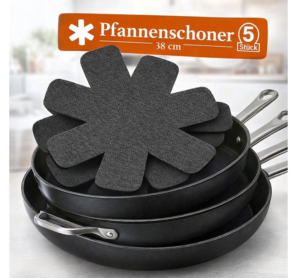 Emmy Home Pfannenschoner Pfannenschoner aus Filz Pfannenschutz Topfschoner Pfannen, Zubehör für alle Töpfe und Pfannen, 5-tlg., Zubehör für alle Töpfe und Pfannen