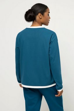 Gina Laura Longshirt T-Shirt Farb-Kontraste Rundhals Langarm