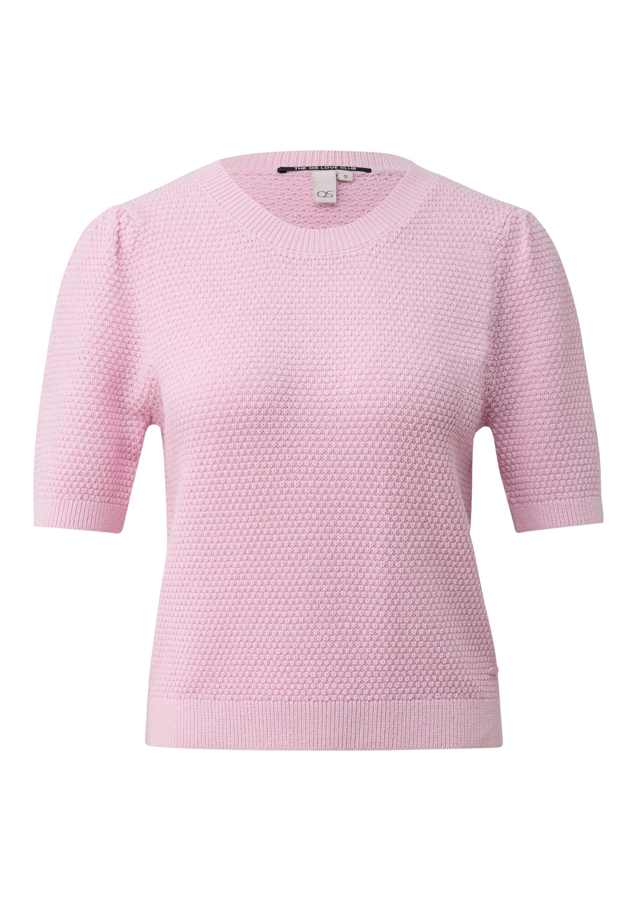 QS Kurzarmpullover Strickpullover Strukturierter Pullover günstig online kaufen