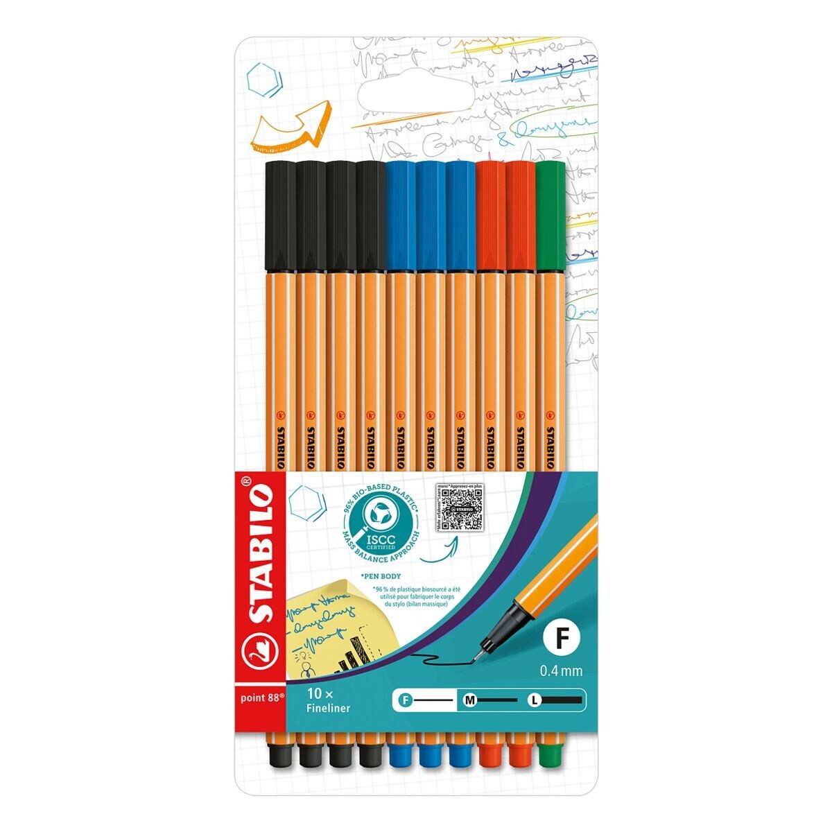 STABILO Ручки point 88® - Office, (10-tlg), mit wasserbasierter Tinte ohne Metallanteile