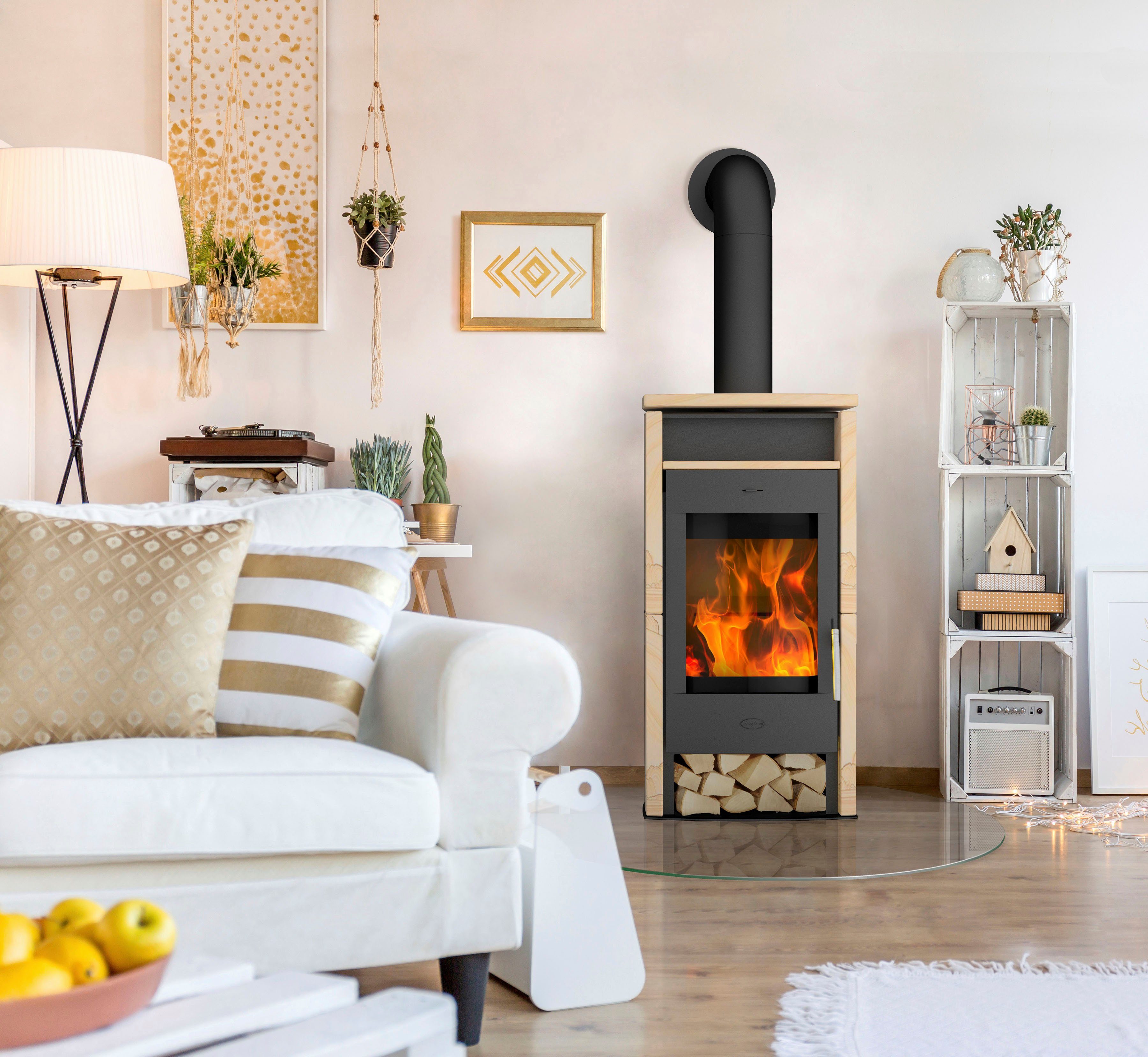 1048mm/530mm/367mm 105 Sandstein, kg, kW, H/B/T: Kaminofen Zeitbrand, Gewicht 6 Fireplace Santiago