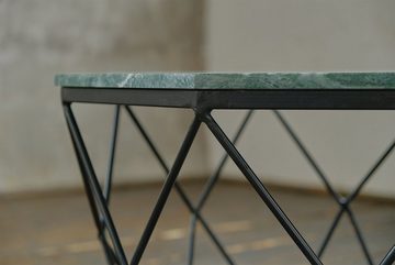 KAWOLA Couchtisch SORNA, Tisch Marmor grün Gestell schwarz