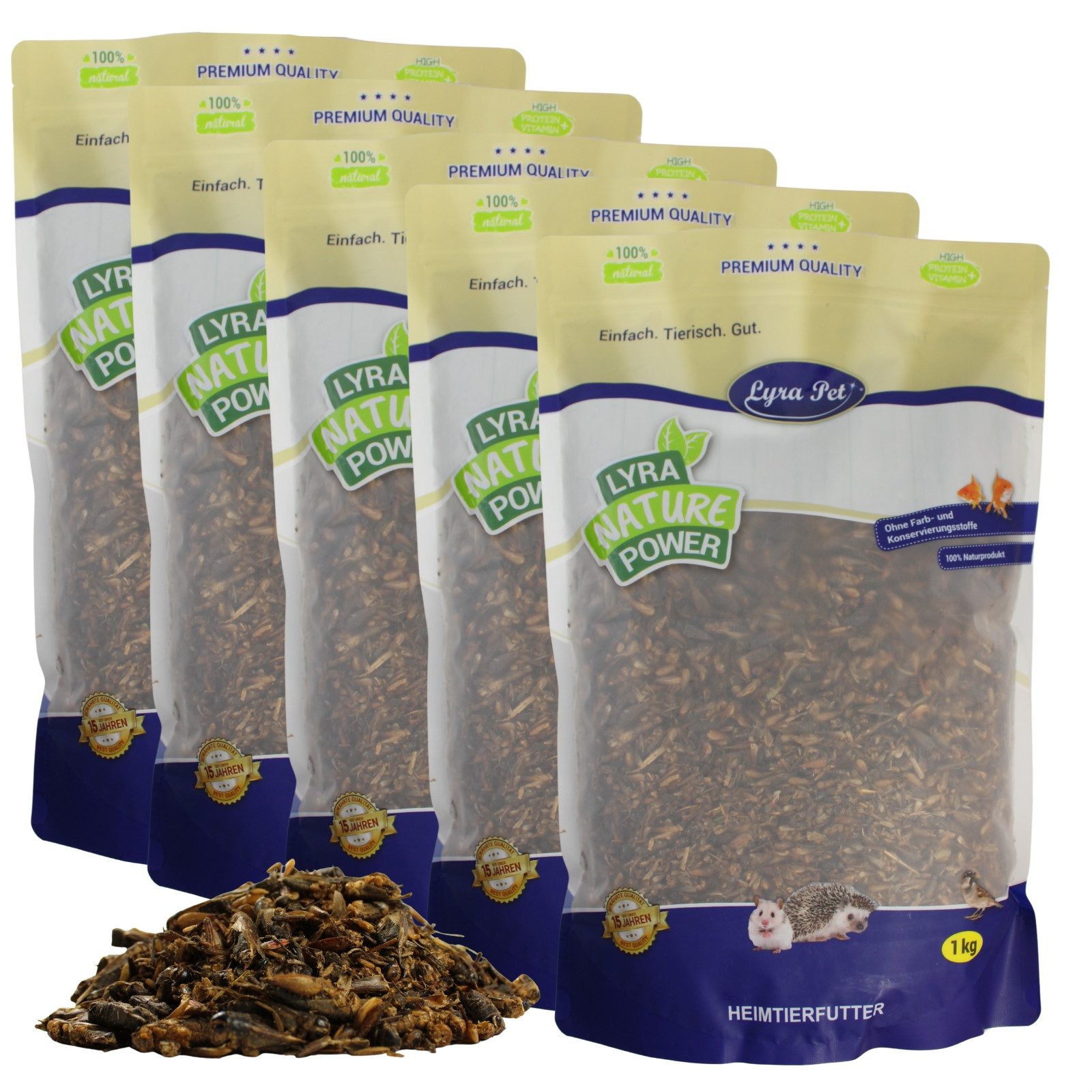 Lyra Pet 5 kg Lyra Pet® Heimchen getrocknet, Insekten für: Wildvogel, Nager, Reptilien, Fisch, Haus- und Nutztier