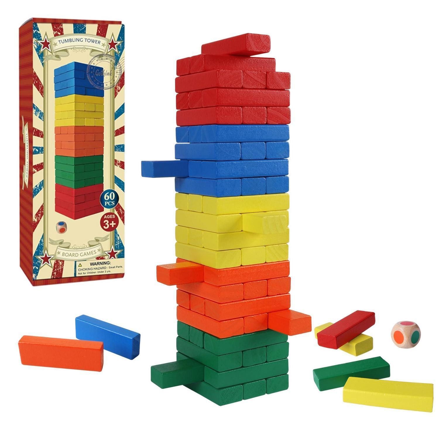 LuxusKollektion Stapelspielzeug Holz-Stapelspiel bunte 60-teilig