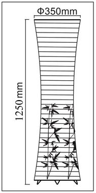 TRANGO LED Stehlampe, 1217L Design LED Stehlampe *PEKING* Reispapierlampe *HANDMADE* in Weiß mit Bambus Motiv I inkl. 2x 5 Watt E14 LED Leuchtmittel - Form: Rund - Höhe: ca. 125cm, Wohnraumlampe - Stehleuchte - Reispapier