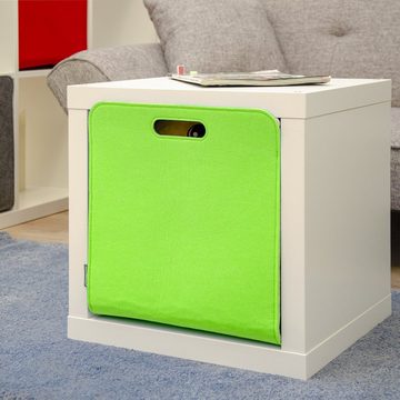 DuneDesign Aufbewahrungsbox Filz Aufbewahrungsbox Filzkorb Regal Einsatz Box, 33x33x38 cm Kallax Box Grün