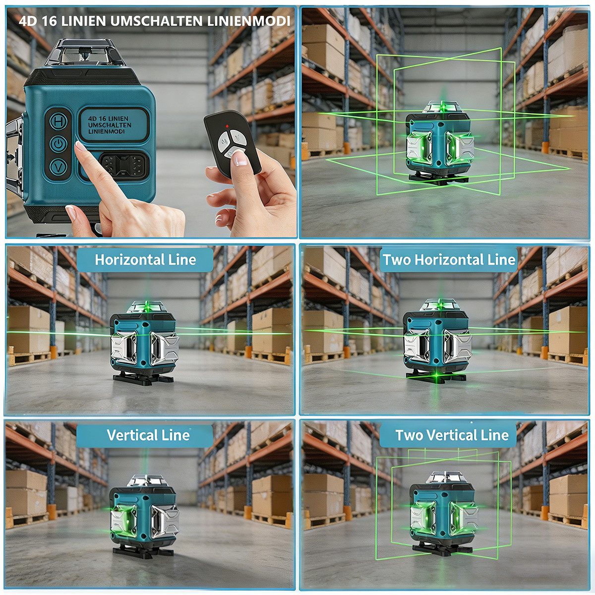 AeroAxis Kreuzlinienlaser 16 Linien 4 x 360° mit Pulsmodus,Selbstnivellierende Laser Wasserwaage, Linienlaser Baulaser für Innenbereich & Baustelle, 2 x 2400mAh Akku