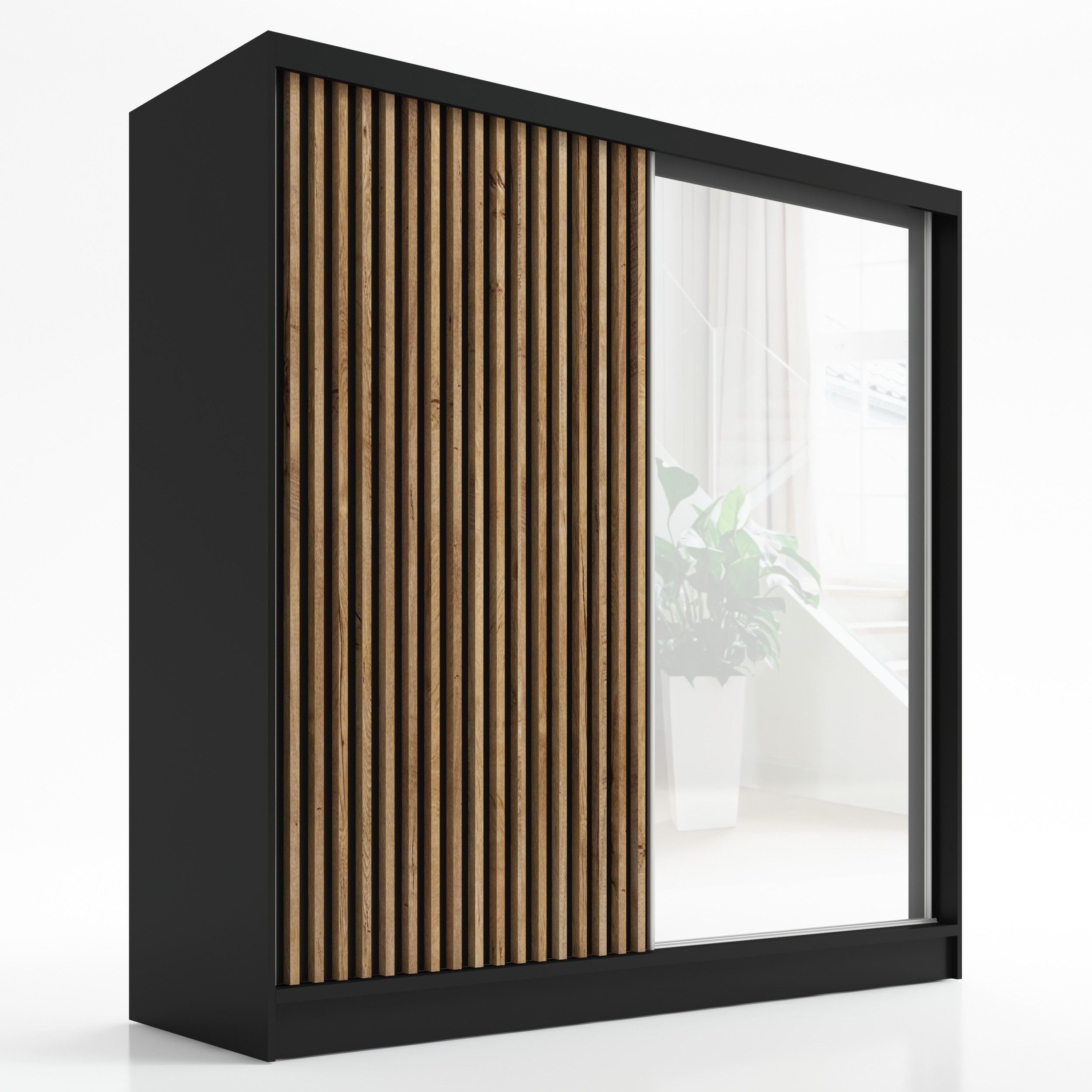 A&J MöbelLand GmbH Schiebetürenschrank LUNO 2-türiger Kleiderschrank mit Sp günstig online kaufen