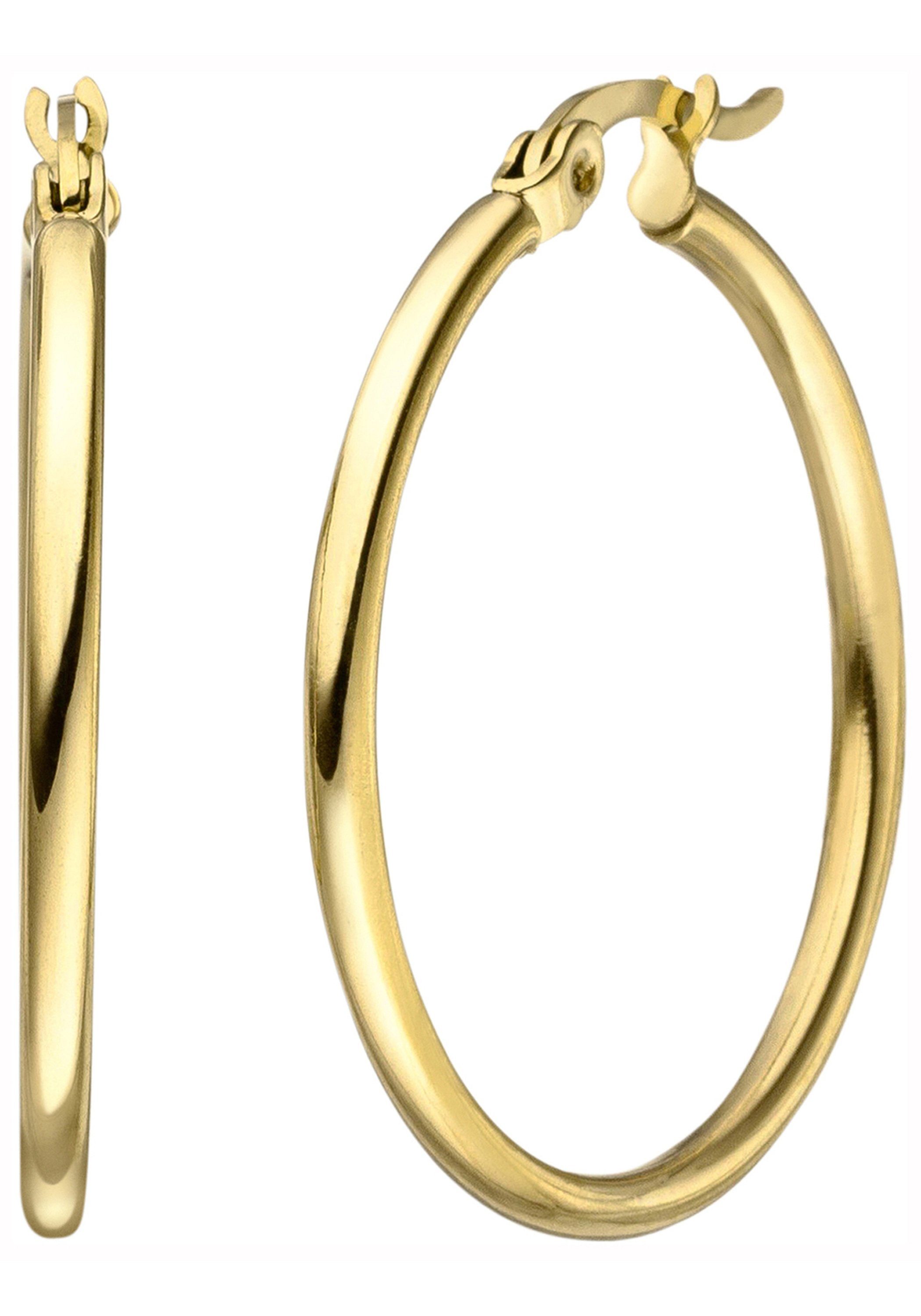 JOBO Paar Creolen, Edelstahl goldfarben beschichtet 30 mm günstig online kaufen