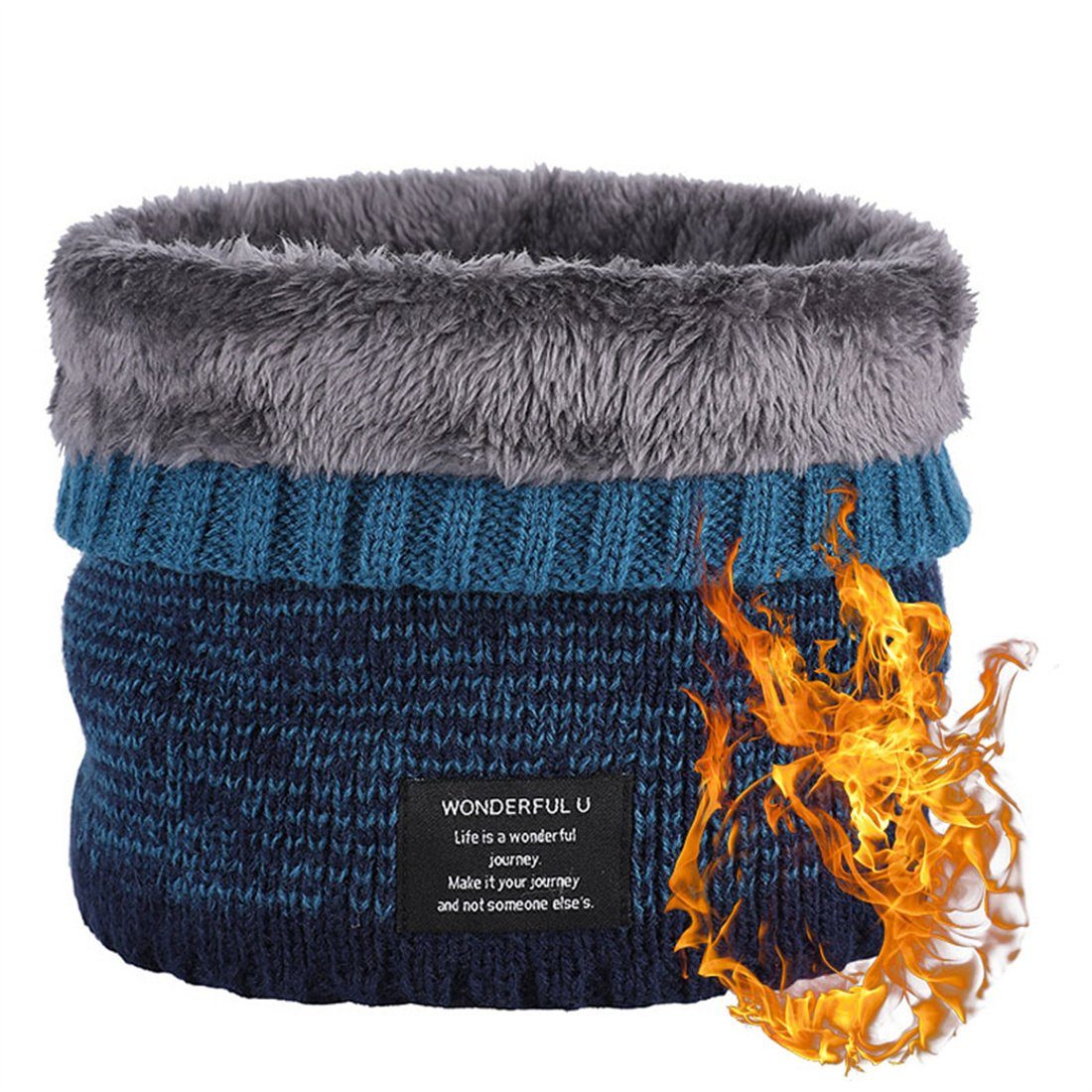 DÖRÖY gepolstert blau warm Winter Farbverlauf Modeschal Hals Wolle Unisex Schal, Abdeckung
