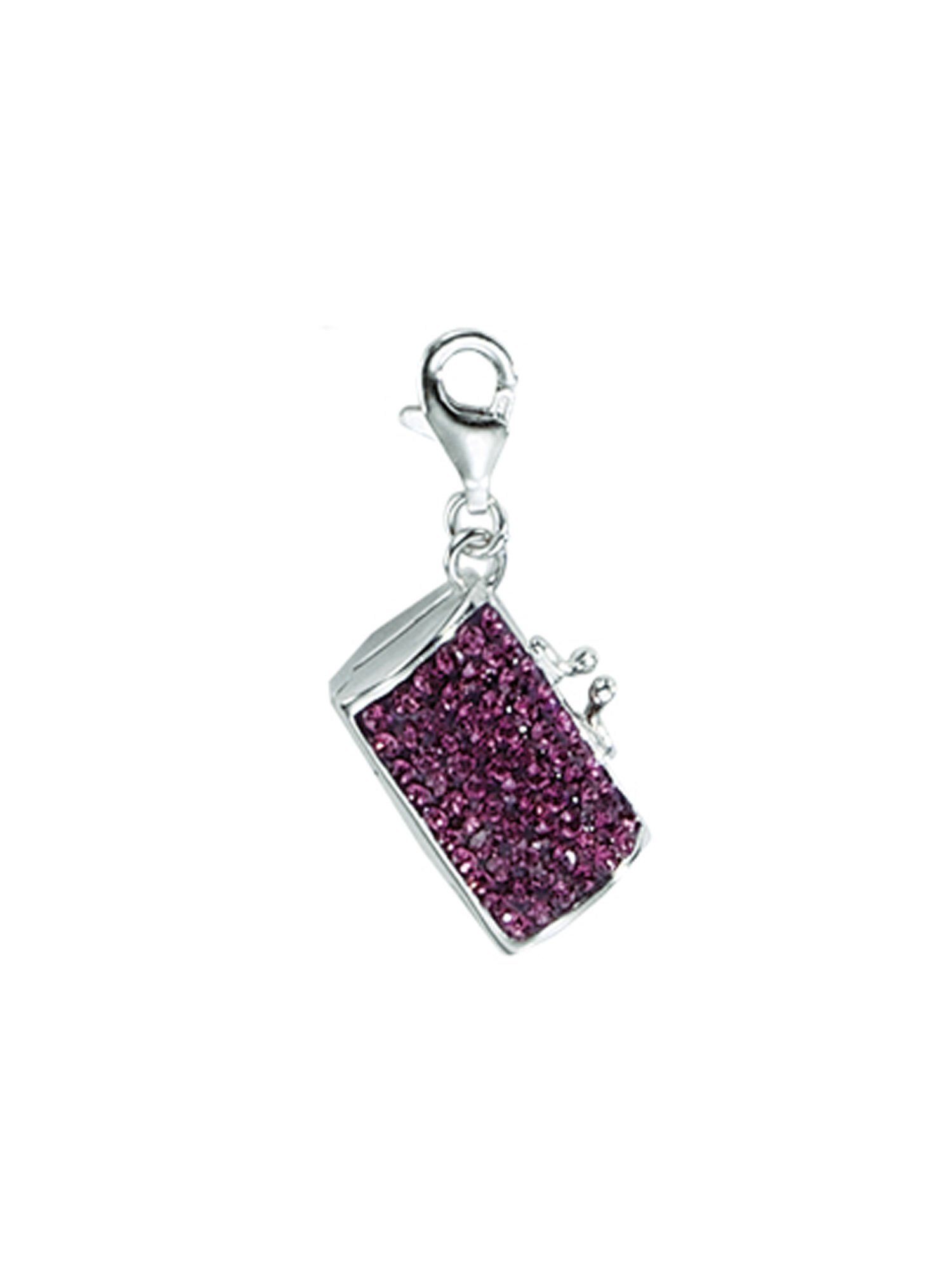 Adelia´s Charm-Einhänger 925 Silber Charms Anhänger Tasche, mit Glasstein Silberschmuck für Damen