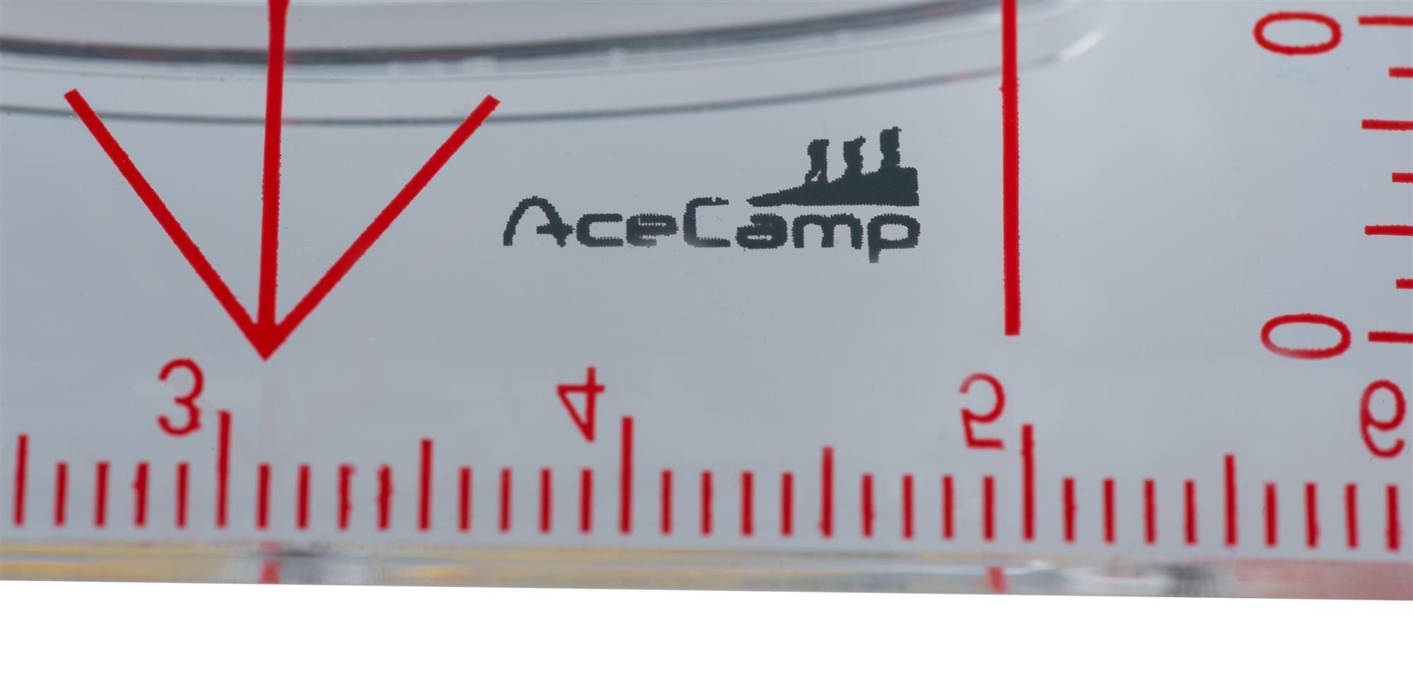 AceCamp Kompass Karten-Navigationsgerät mit Bodenplatte, Lupe und Peilskala, Robust, leicht, transparent