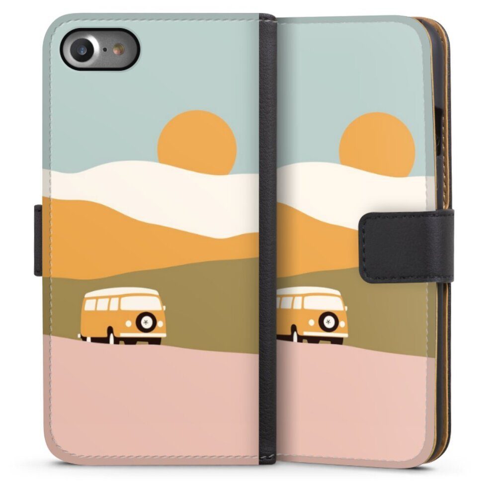 DeinDesign Handyhülle Retro Landschaft bunt Van Minimal, Apple iPhone SE ( 2020) Hülle Handy Flip Case Wallet Cover